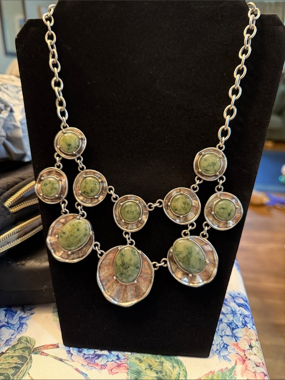 Green Stone Bib Necklace - Women Jewelry